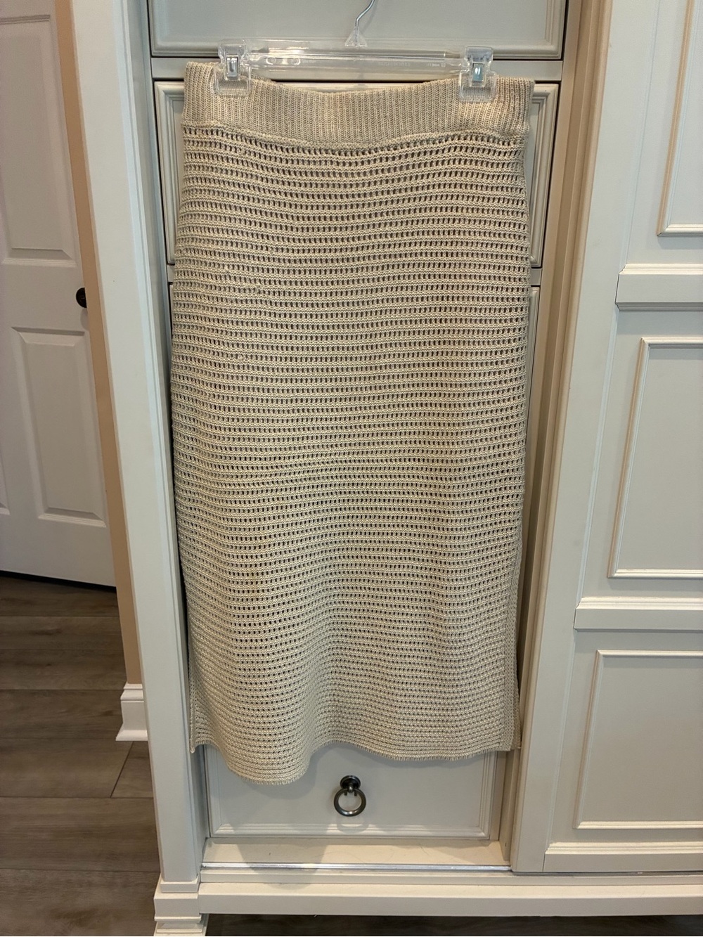 Mod Ref Cream Ribbed Waist Crochet Maxi Skirt Size L